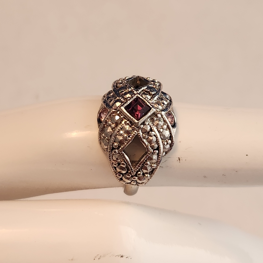 Vintage Avon Silver Ring with Purple Accents
